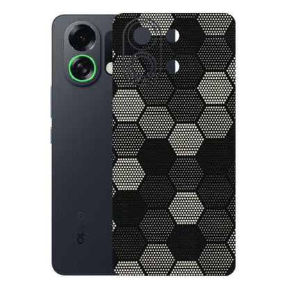 OPPO Phone Skins 2025 (All Models) - Black & White Dotted Honeycomb - 3D Embossed Finish (L-202) Oppo K13 Turbo 5G