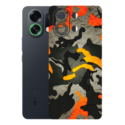 OPPO Phone Skins 2025 (All Models) - Orange Camouflage - 3D Embossed Finish (L-204) Oppo K13 Turbo 5G