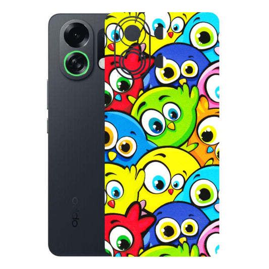 OPPO Phone Skins 2025 (All Models) - Cute Fluffy Birds - 3D Embossed Finish (L-213) Oppo K13 Turbo 5G