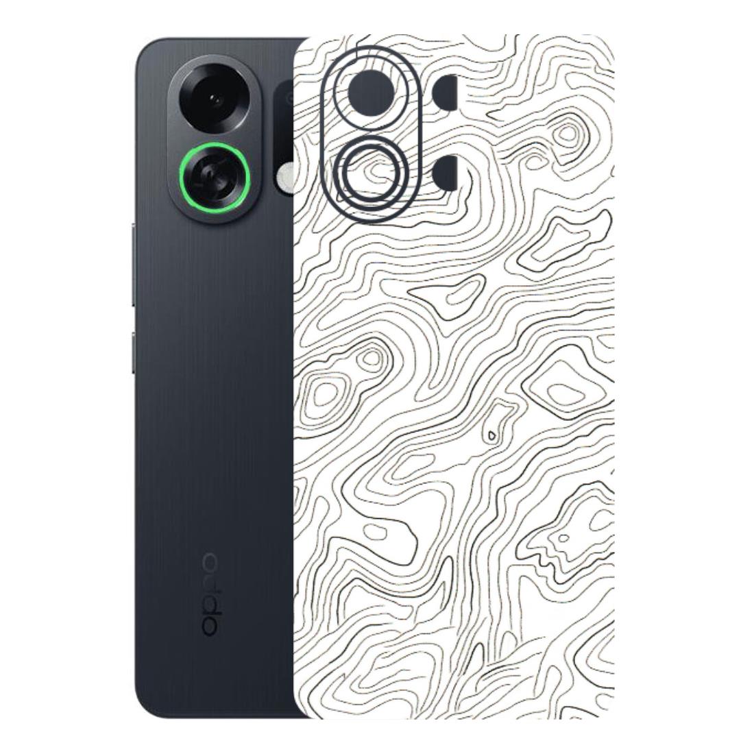 OPPO Phone Skins 2025 (All Models) - White Black Swirls Latest - 3D Embossed Finish (L-219) Oppo K13 Turbo 5G