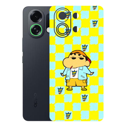 OPPO Phone Skins 2025 (All Models) - Yellow Blue Shinchan Cute - 3D Embossed Finish (L-221) Oppo K13 Turbo 5G