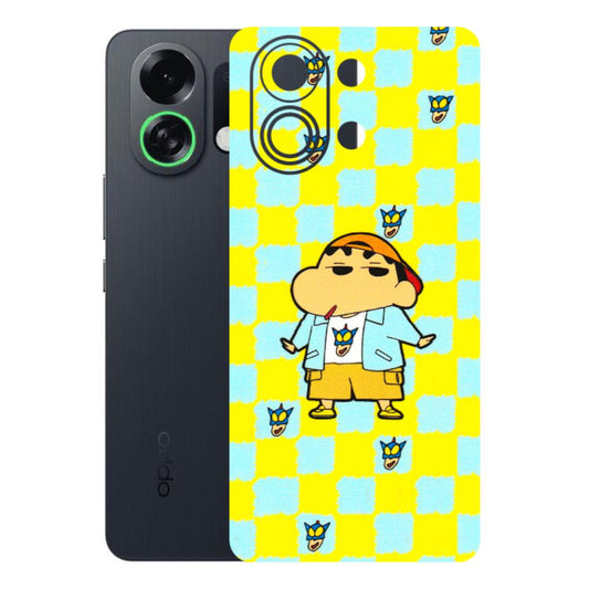 OPPO Phone Skins 2025 (All Models) - Yellow Blue Shinchan Cute - 3D Embossed Finish (L-221) Oppo K13 Turbo 5G