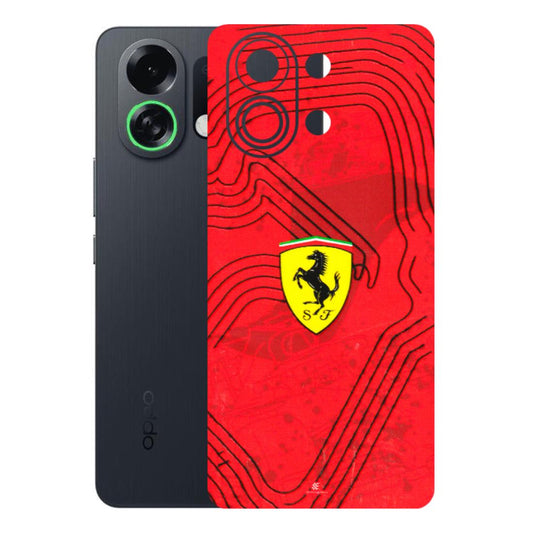 OPPO Phone Skins 2025 (All Models) - Red Ferrari Logo Stylish - 3D Embossed Finish (L-238) Oppo K13 Turbo 5G