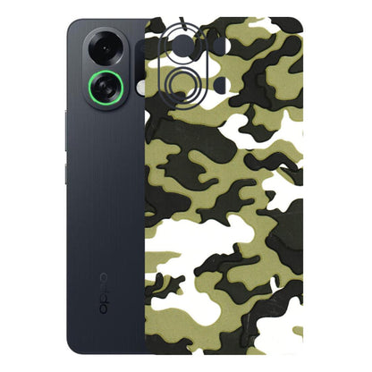 OPPO Phone Skins 2025 (All Models) - Camouflages White And Green - 3D Embossed Finish (L-243) Oppo K13 Turbo 5G