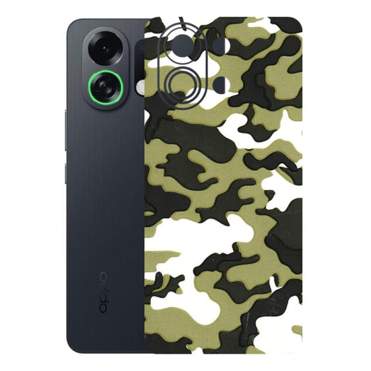 OPPO Phone Skins 2025 (All Models) - Camouflages White And Green - 3D Embossed Finish (L-243) Oppo K13 Turbo 5G