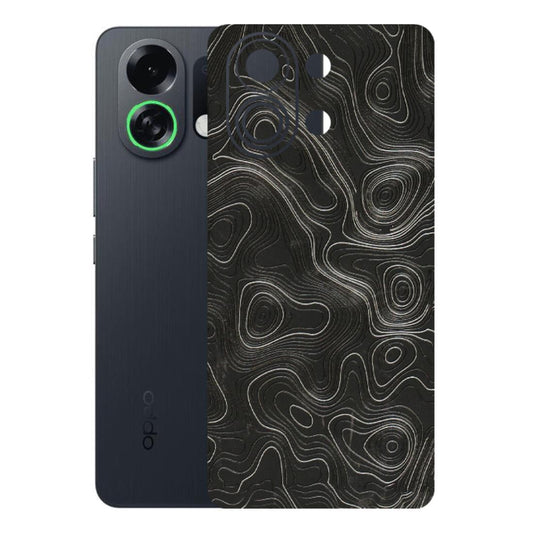 OPPO Phone Skins 2025 (All Models) - Abstract White Line Map Latest - 3D Embossed Finish (L-269) Oppo K13 Turbo 5G