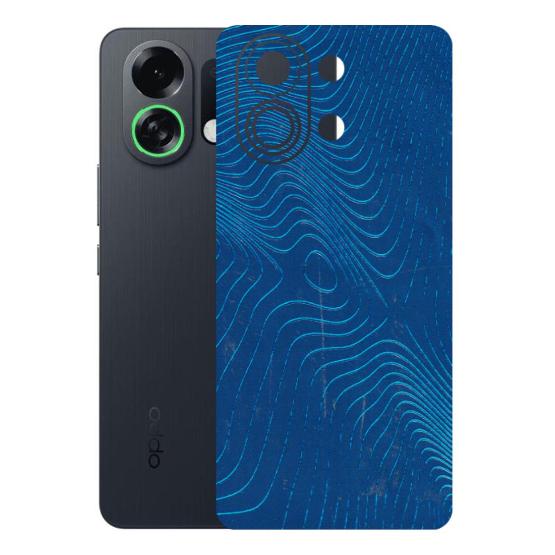 OPPO Phone Skins 2025 (All Models) - Abstract Blue Line Map Latest - 3D Embossed Finish (L-272) Oppo K13 Turbo 5G