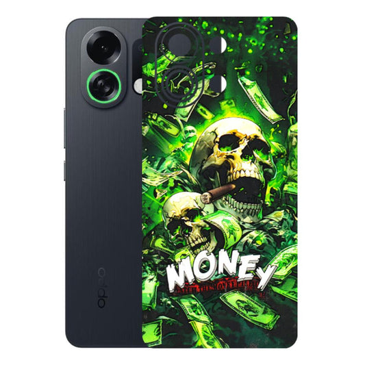 OPPO Phone Skins 2025 (All Models) - Skull Money - 3D Embossed Finish (L-303) Oppo K13 Turbo 5G