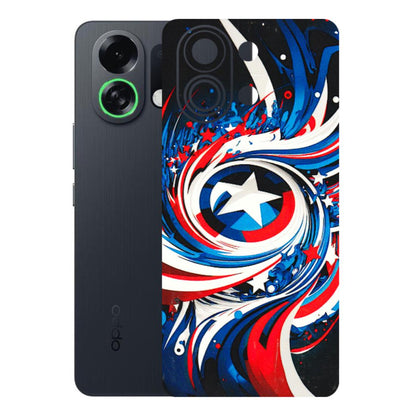 OPPO Phone Skins 2025 (All Models) - Captain America Logo - 3D Embossed Finish (L-307) Oppo K13 Turbo 5G