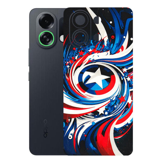 OPPO Phone Skins 2025 (All Models) - Captain America Logo - 3D Embossed Finish (L-307) Oppo K13 Turbo 5G