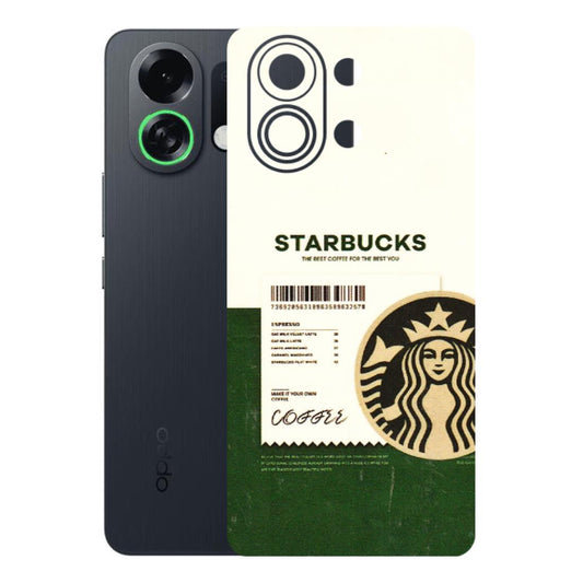 OPPO Phone Skins 2025 (All Models) - Starbucks Barcode - 3D Embossed Finish (L-308) Oppo K13 Turbo 5G