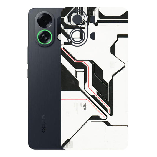 OPPO Phone Skins 2025 (All Models) - White Techy Logo - 3D Embossed Finish (L-312) Oppo K13 Turbo 5G