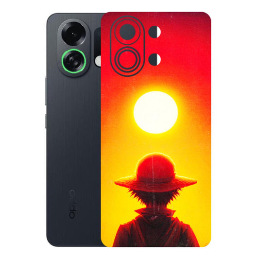 OPPO Phone Skins 2025 (All Models) - Cool Sunset With Monkey D.Luffy Anime - 3D Embossed Finish (L-329) Oppo K13 Turbo 5G