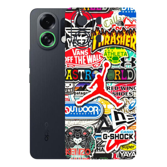 OPPO Phone Skins 2025 (All Models) - Multi Brands Sticker Graffiti - 3D Embossed Finish (L-37) Oppo K13 Turbo 5G