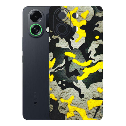 OPPO Phone Skins 2025 (All Models) - Yellow Camouflage - 3D Embossed Finish (L-61) Oppo K13 Turbo 5G