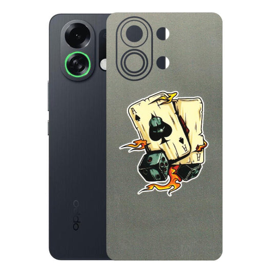 OPPO Phone Skins 2025 (All Models) - Grey Cards Of Ace - 3D Embossed Finish (L-77) Oppo K13 Turbo 5G