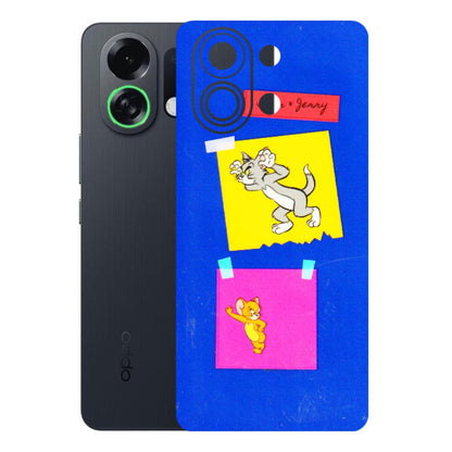 OPPO Phone Skins 2025 (All Models) - Tom N Jerry Sticky Notes - 3D Embossed Finish (L-88) Oppo K13 Turbo 5G