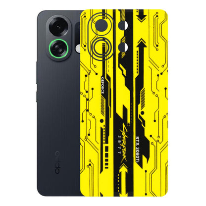 OPPO Phone Skins 2025 (All Models) - Yellow Cyberpunk - 3D Embossed Finish (L-93) Oppo K13 Turbo 5G
