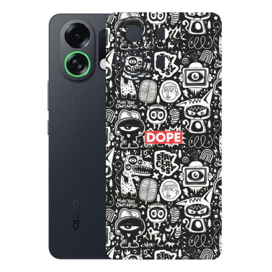 OPPO Phone Skins 2025 (All Models) - Dope Stay Classy Black Doodles - Matte Finish (M-126) Oppo K13 Turbo 5G