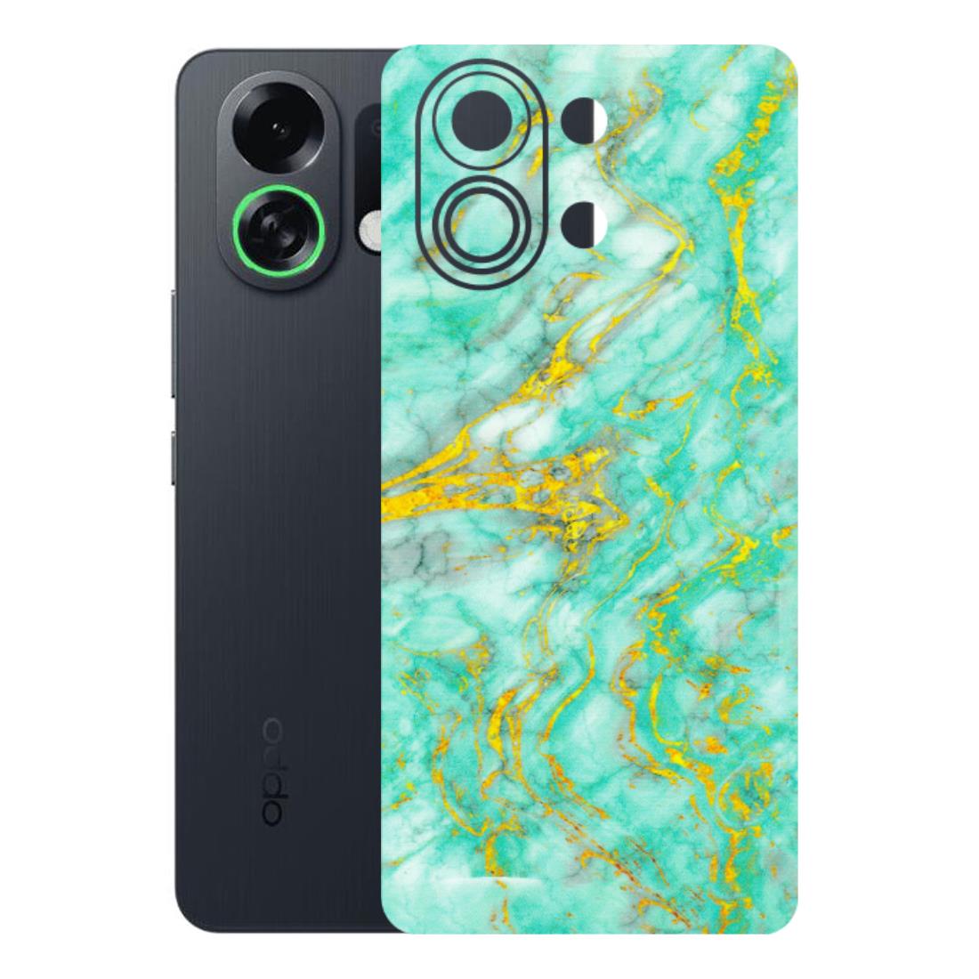 OPPO Phone Skins 2025 (All Models) - Green And Gold Marble Feel - Matte Finish (M-16) Oppo K13 Turbo 5G