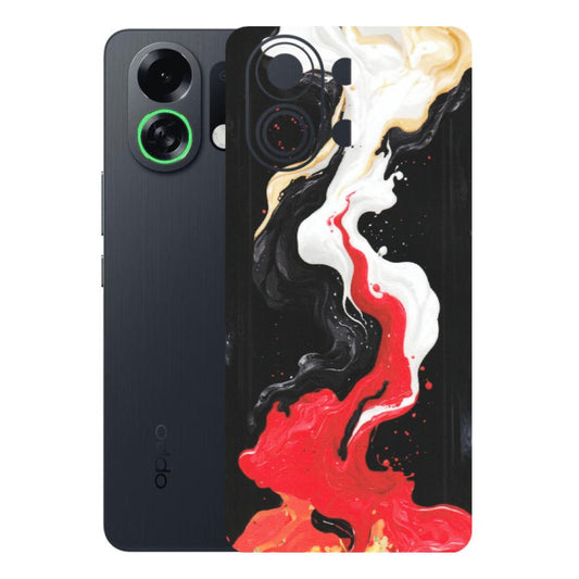 OPPO Phone Skins 2025 (All Models) - Black Red White Paint Splash Fusion - Matte Finish (M-56) Oppo K13 Turbo 5G