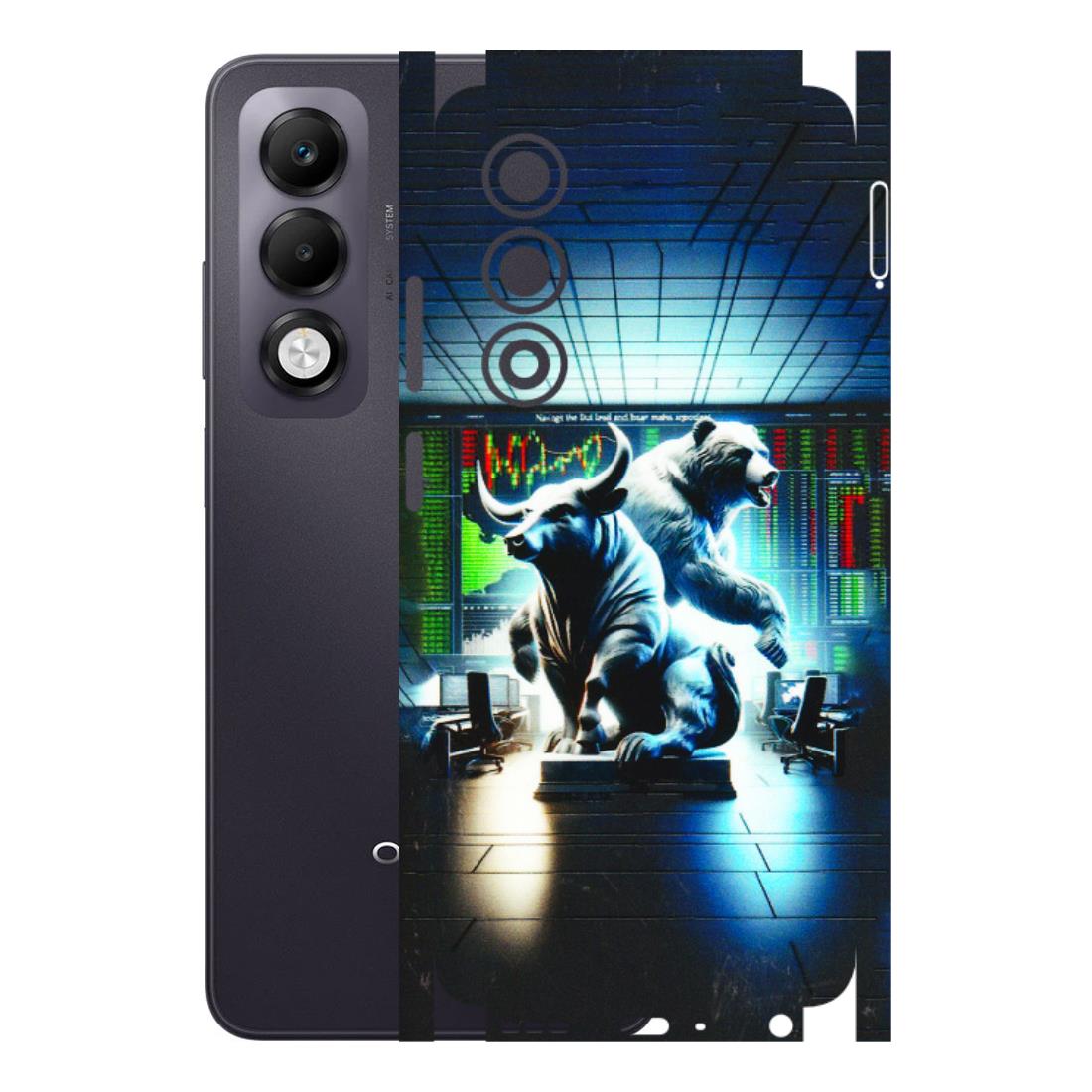 OPPO Phone Skins 2025 (All Models) - Stock Market Sensex Bear vs Bulls - 3D Embossed Finish (L-15) Oppo K13x 5G