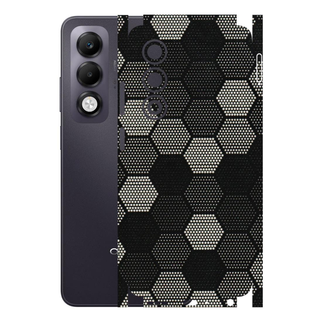 OPPO Phone Skins 2025 (All Models) - Black & White Dotted Honeycomb - 3D Embossed Finish (L-202) Oppo K13x 5G