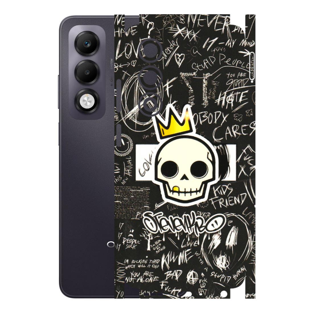OPPO Phone Skins 2025 (All Models) - Funny Skull Black Chalk Grafitti - 3D Embossed Finish (L-22) Oppo K13x 5G