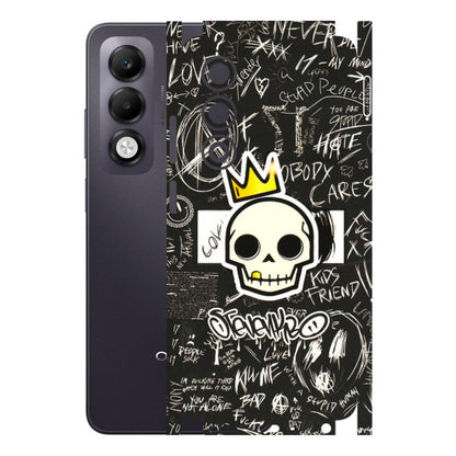 OPPO Phone Skins 2025 (All Models) - Funny Skull Black Chalk Grafitti - 3D Embossed Finish (L-22) Oppo K13x 5G
