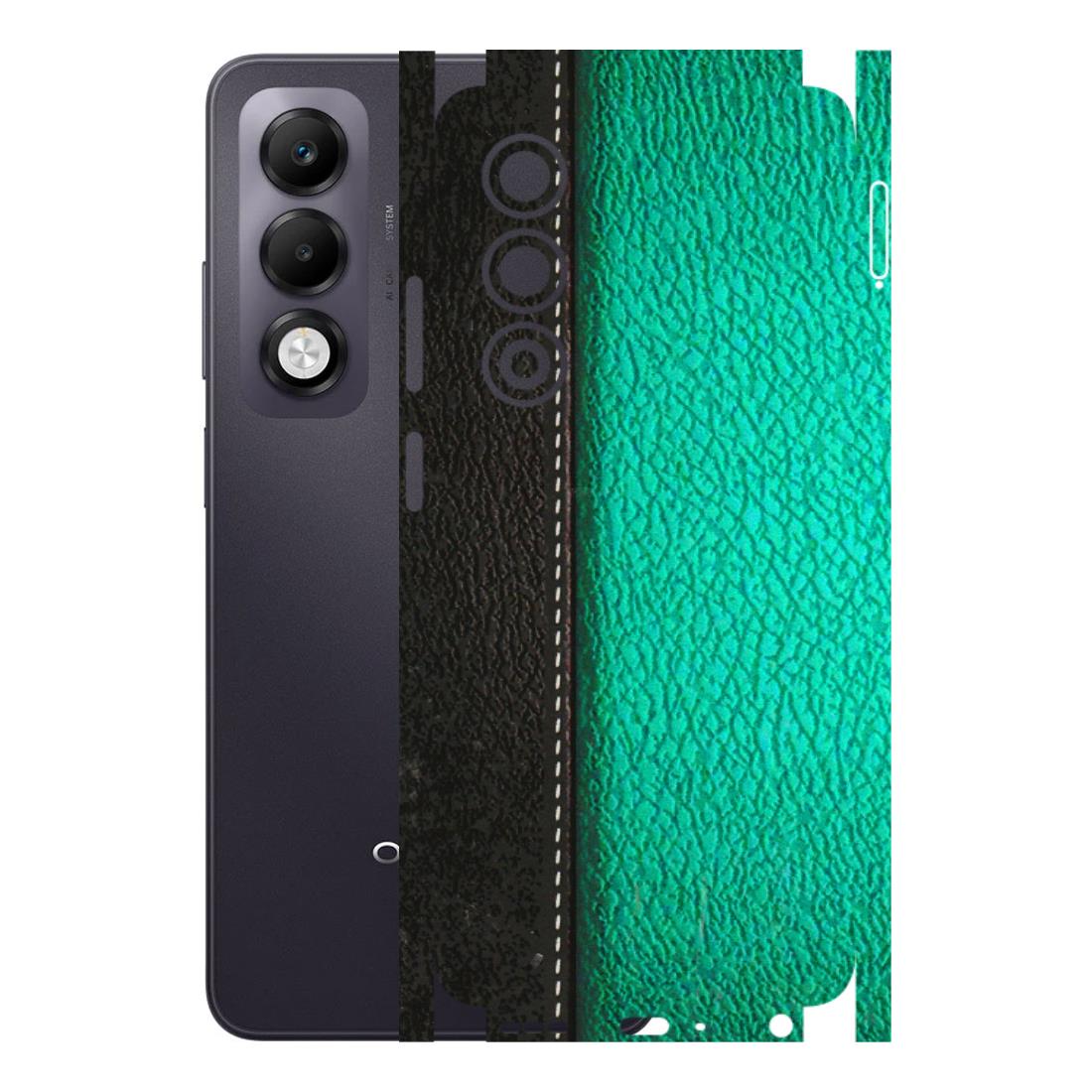 OPPO Phone Skins 2025 (All Models) - Black Green Dual Leather Stich - 3D Embossed Finish (L-233) Oppo K13x 5G