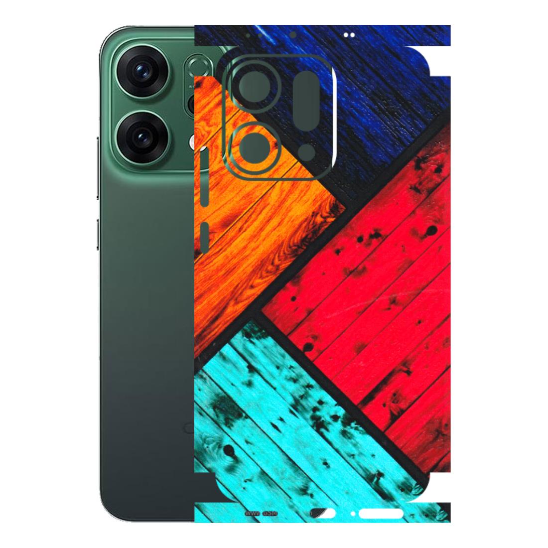 OPPO Phone Skins 2025 (All Models) - Colourful Wood Panels Abstract - 3D Embossed Finish (L-09) Oppo Reno 14 5G