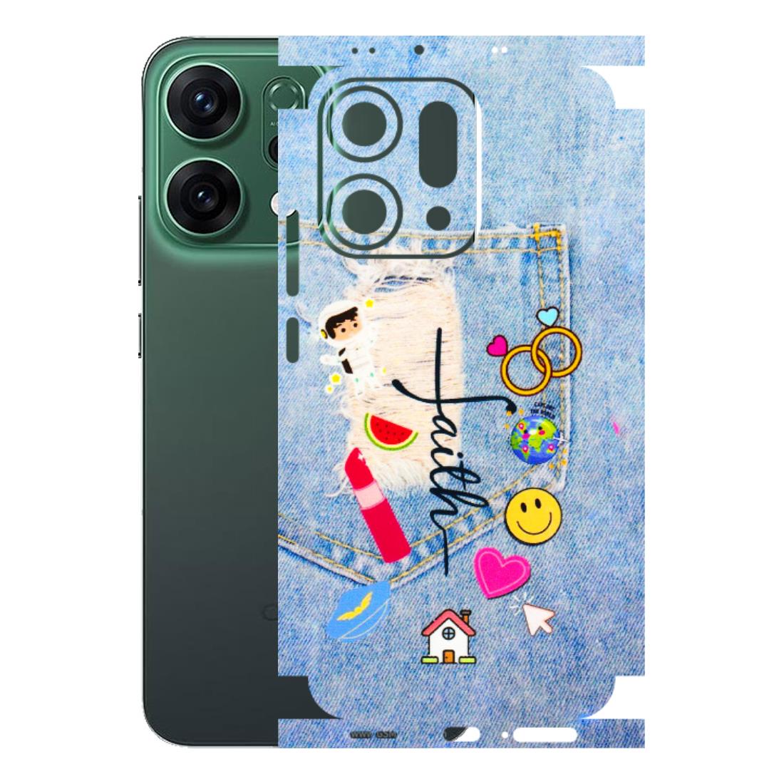 OPPO Phone Skins 2025 (All Models) - Denim Jeans Pocket - 3D Embossed Finish (L-134) Oppo Reno 14 5G