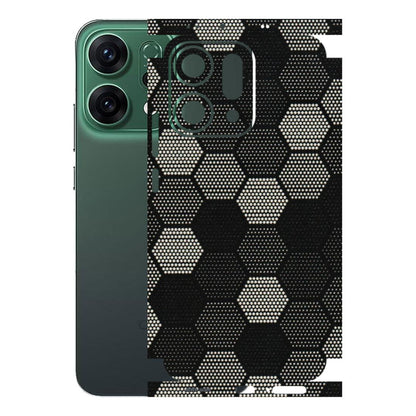 OPPO Phone Skins 2025 (All Models) - Black & White Dotted Honeycomb - 3D Embossed Finish (L-202) Oppo Reno 14 5G