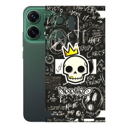 OPPO Phone Skins 2025 (All Models) - Funny Skull Black Chalk Grafitti - 3D Embossed Finish (L-22) Oppo Reno 14 5G