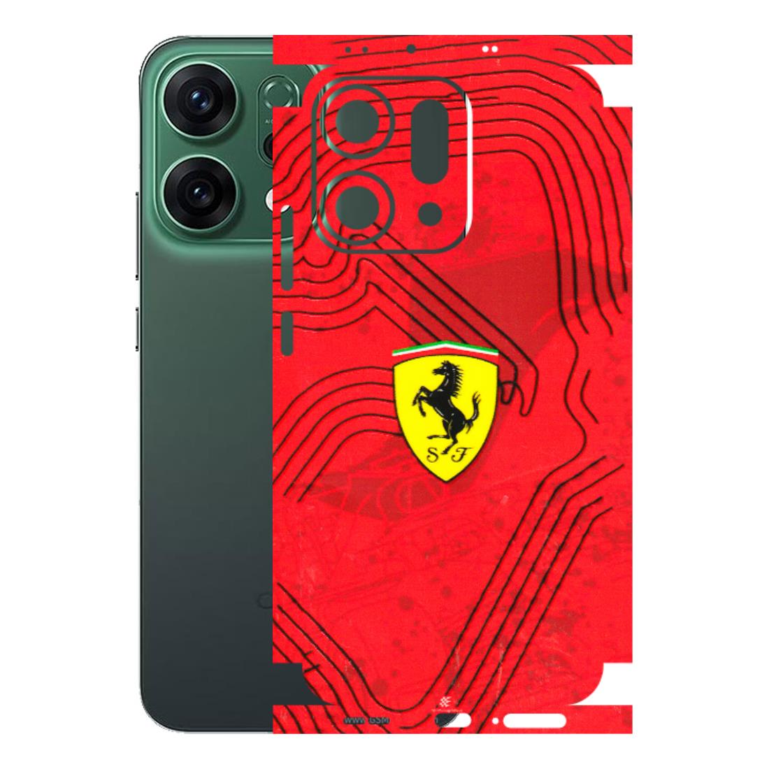 OPPO Phone Skins 2025 (All Models) - Red Ferrari Logo Stylish - 3D Embossed Finish (L-238) Oppo Reno 14 5G