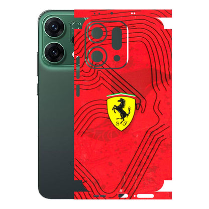 OPPO Phone Skins 2025 (All Models) - Red Ferrari Logo Stylish - 3D Embossed Finish (L-238) Oppo Reno 14 5G