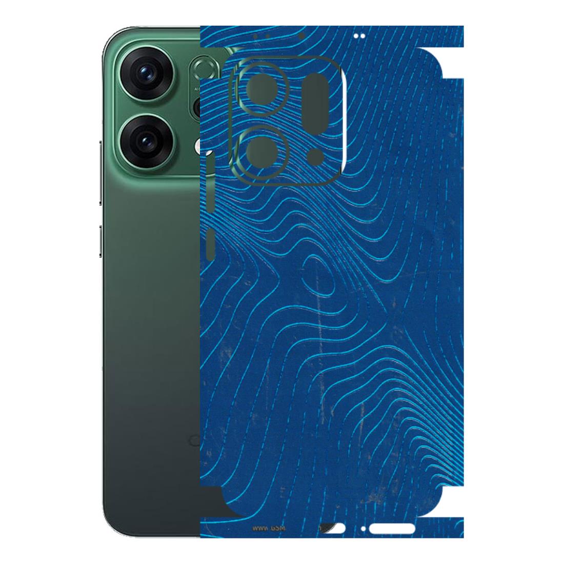 OPPO Phone Skins 2025 (All Models) - Abstract Blue Line Map Latest - 3D Embossed Finish (L-272) Oppo Reno 14 5G