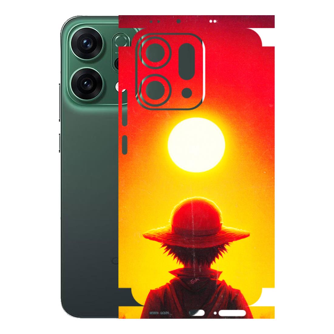 OPPO Phone Skins 2025 (All Models) - Cool Sunset With Monkey D.Luffy Anime - 3D Embossed Finish (L-329) Oppo Reno 14 5G