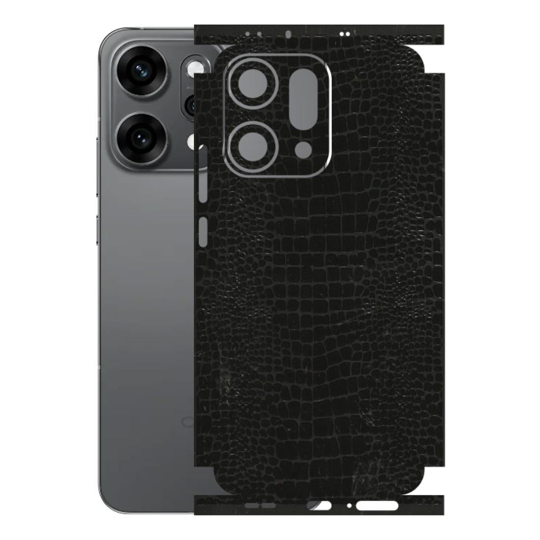 OPPO Phone Skins 2025 (All Models) - Snake Leather Black - 3D Embossed Finish (L-107) Oppo Reno 14 Pro 5G