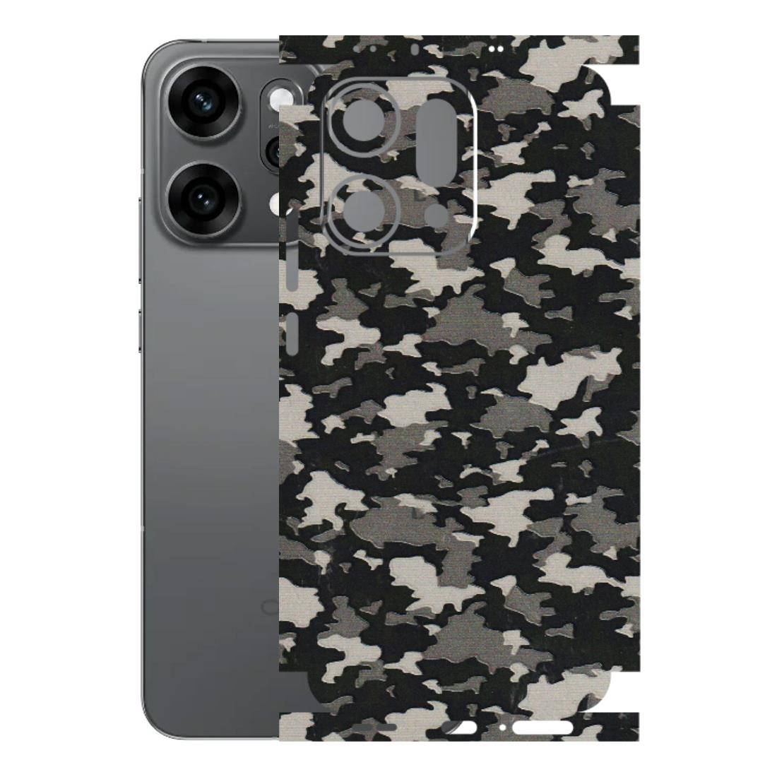OPPO Phone Skins 2025 (All Models) - Black/Grey Camoflaunge - 3D Embossed Finish (L-142) Oppo Reno 14 Pro 5G