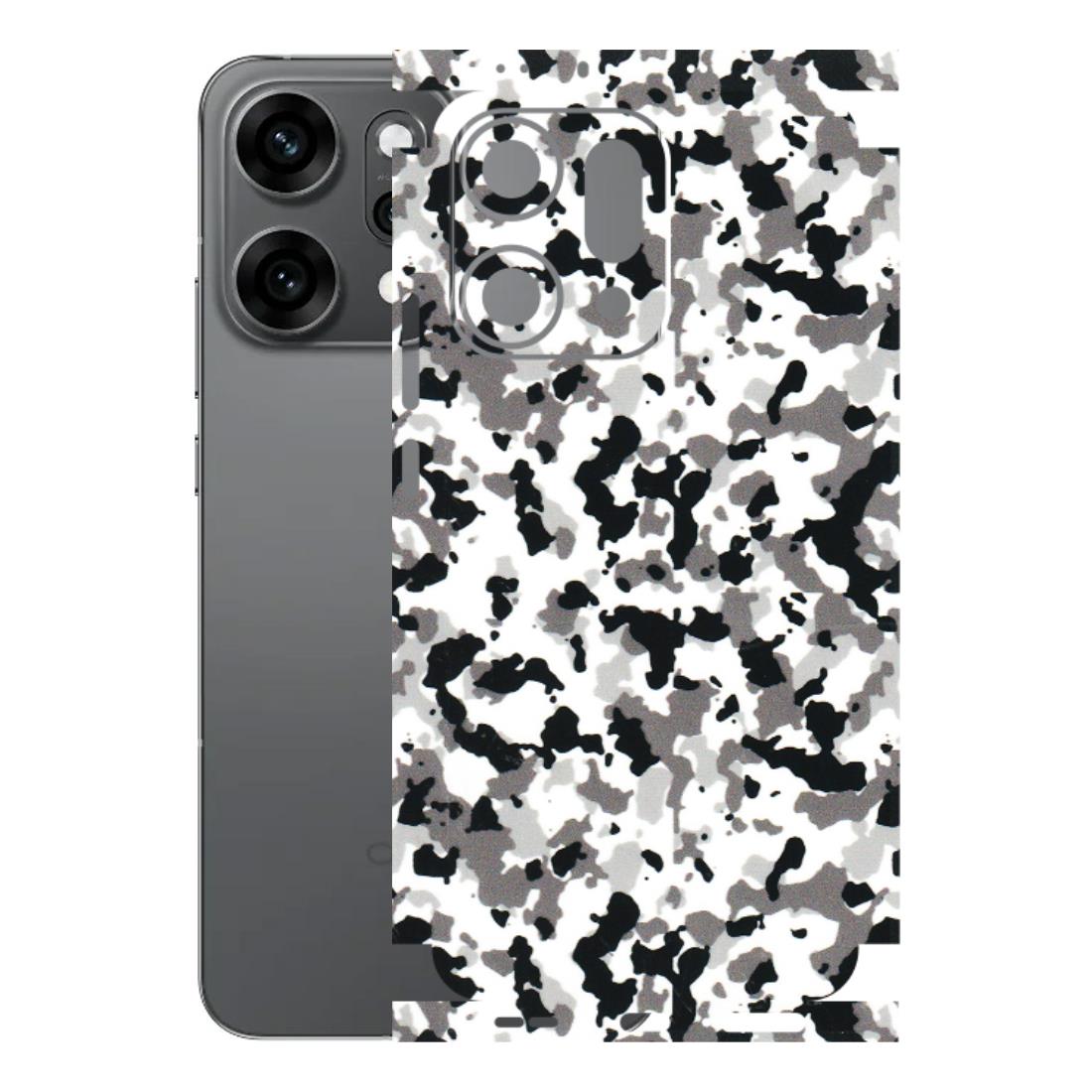 OPPO Phone Skins 2025 (All Models) - White Black Camouflage - 3D Embossed Finish (L-18) Oppo Reno 14 Pro 5G