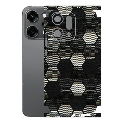 OPPO Phone Skins 2025 (All Models) - Black & White Dotted Honeycomb - 3D Embossed Finish (L-202) Oppo Reno 14 Pro 5G