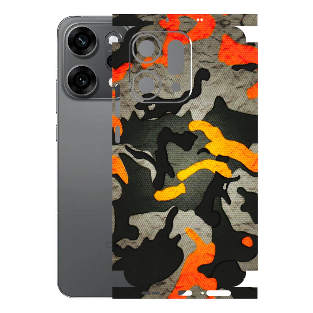 OPPO Phone Skins 2025 (All Models) - Orange Camouflage - 3D Embossed Finish (L-204) Oppo Reno 14 Pro 5G