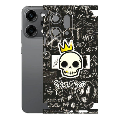 OPPO Phone Skins 2025 (All Models) - Funny Skull Black Chalk Grafitti - 3D Embossed Finish (L-22) Oppo Reno 14 Pro 5G