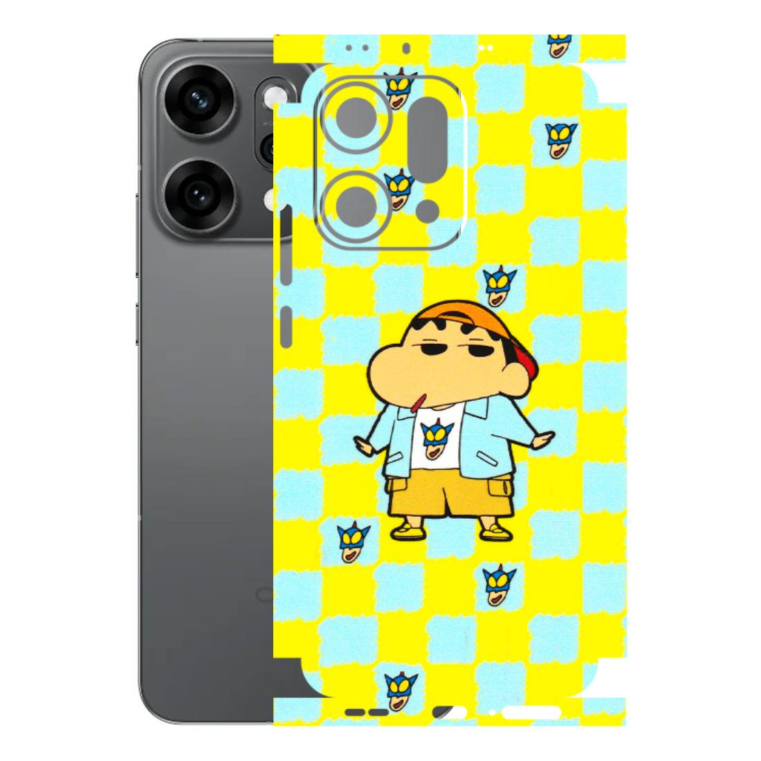 OPPO Phone Skins 2025 (All Models) - Yellow Blue Shinchan Cute - 3D Embossed Finish (L-221) Oppo Reno 14 Pro 5G