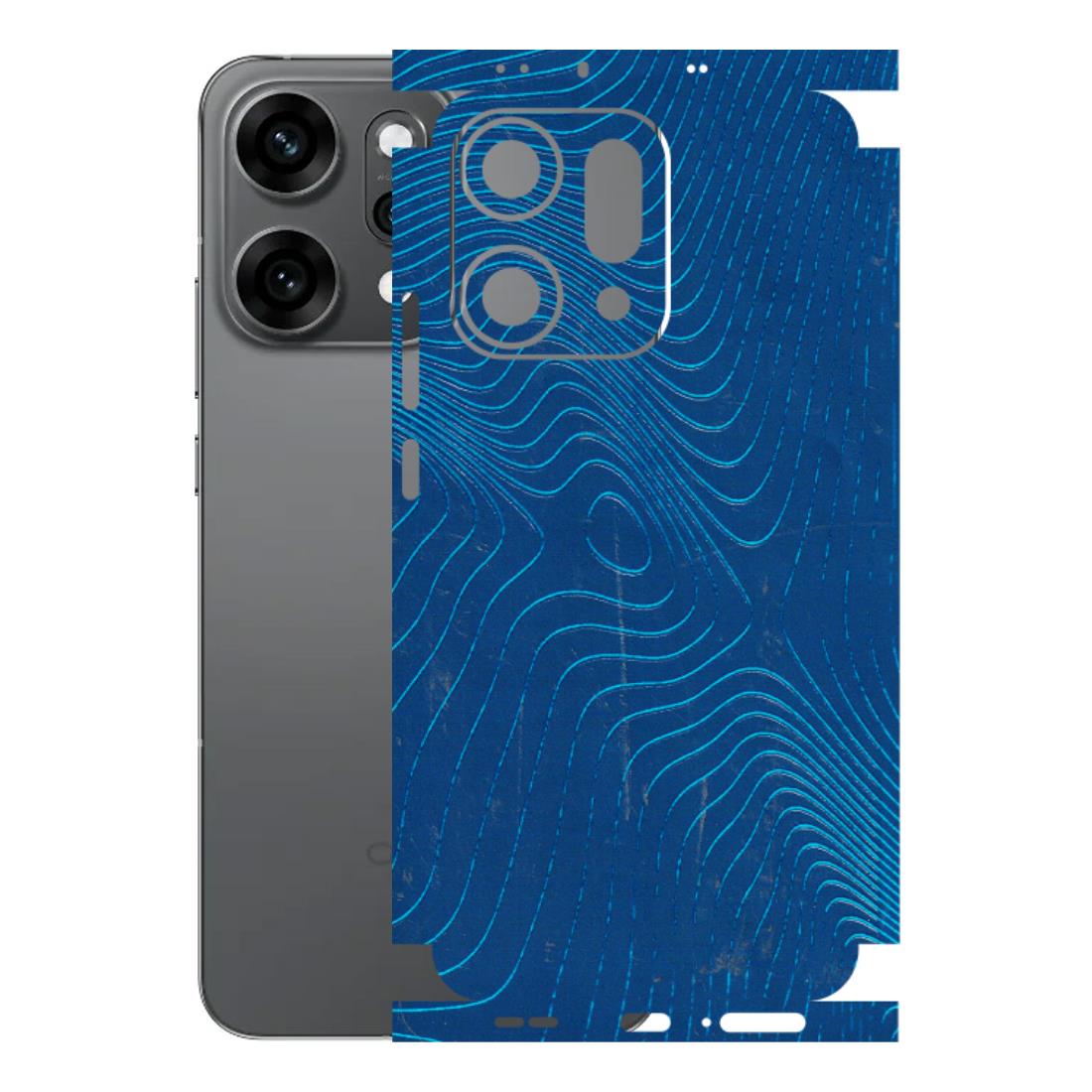 OPPO Phone Skins 2025 (All Models) - Abstract Blue Line Map Latest - 3D Embossed Finish (L-272) Oppo Reno 14 Pro 5G