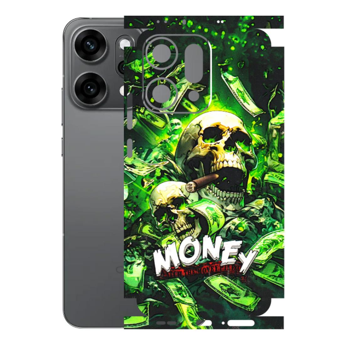 OPPO Phone Skins 2025 (All Models) - Skull Money - 3D Embossed Finish (L-303) Oppo Reno 14 Pro 5G