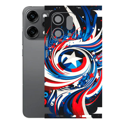 OPPO Phone Skins 2025 (All Models) - Captain America Logo - 3D Embossed Finish (L-307) Oppo Reno 14 Pro 5G