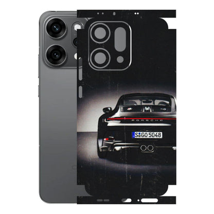 OPPO Phone Skins 2025 (All Models) - New Black Porsche GT3 - 3D Embossed Finish (L-327) Oppo Reno 14 Pro 5G