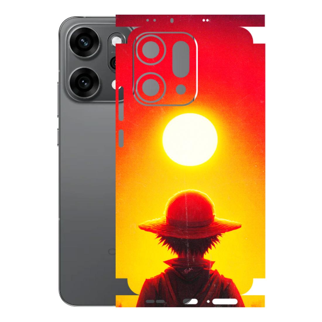OPPO Phone Skins 2025 (All Models) - Cool Sunset With Monkey D.Luffy Anime - 3D Embossed Finish (L-329) Oppo Reno 14 Pro 5G